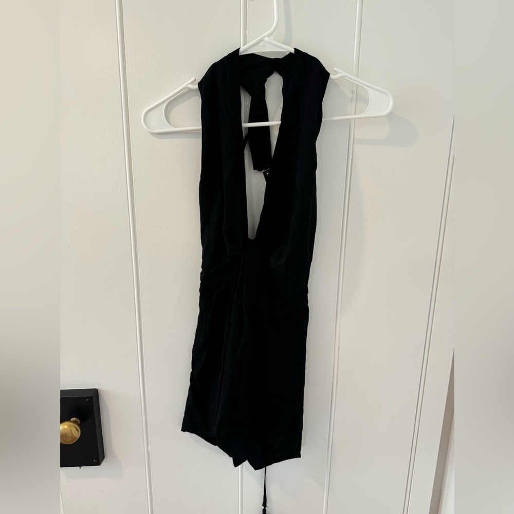 NWT High Neck Knot Black Romper